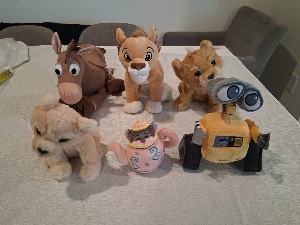 Disney Pixar Plush Lot 6 Wall-E Toy Story Bullseye Lion King Simba Nala...